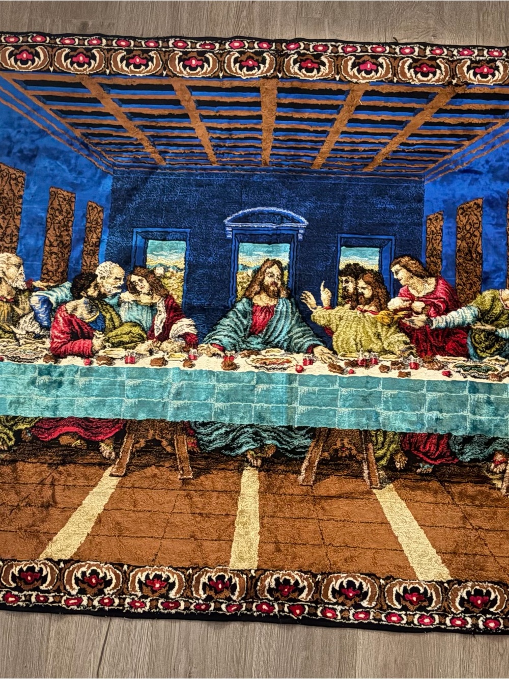 Blue Last Supper Wall Tapestry - Decorative Home Wall Art